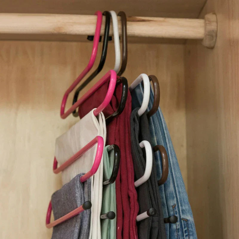 Pants Hanger 5-Level S-Shaped Stainless Steel Non-Slip