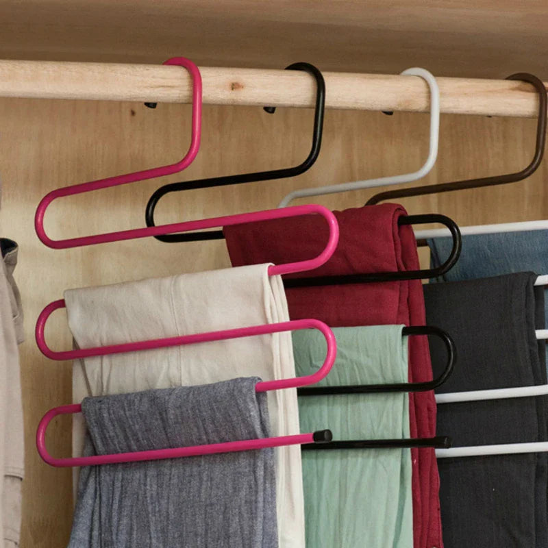Pants Hanger 5-Level S-Shaped Stainless Steel Non-Slip