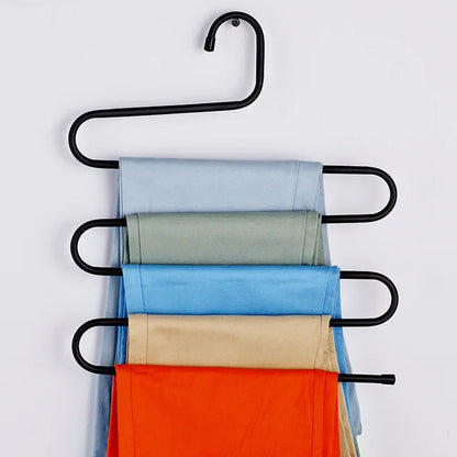 Pants Hanger 5-Level S-Shaped Stainless Steel Non-Slip