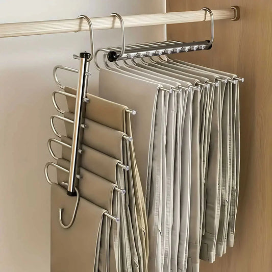 Pants Hanger Stainless Steel Multi-Bar Space-Saving Rotating Hooks