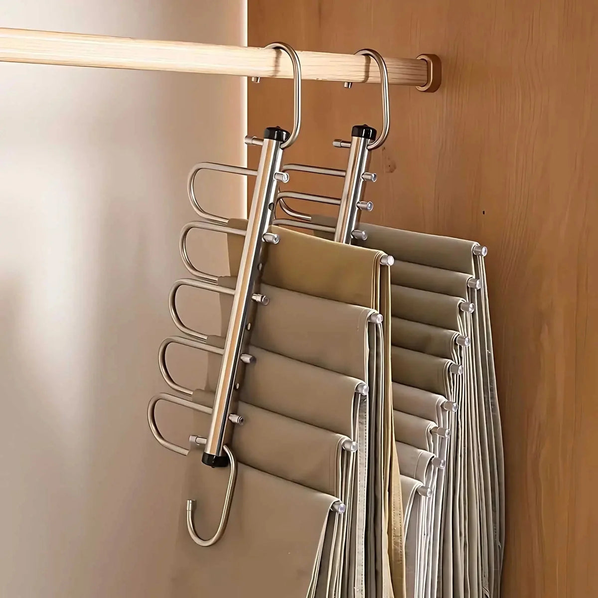 Pants Hanger Stainless Steel Multi-Bar Space-Saving Rotating Hooks