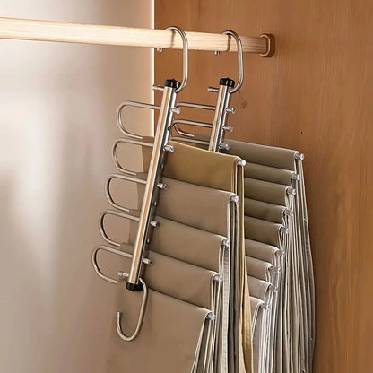 Pants Hanger Stainless Steel Multi-Bar Space-Saving Rotating Hooks