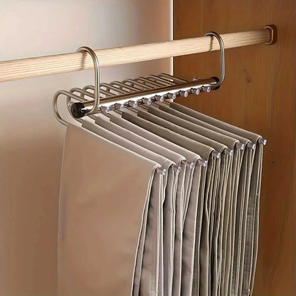 Pants Hanger Stainless Steel Multi-Bar Space-Saving Rotating Hooks