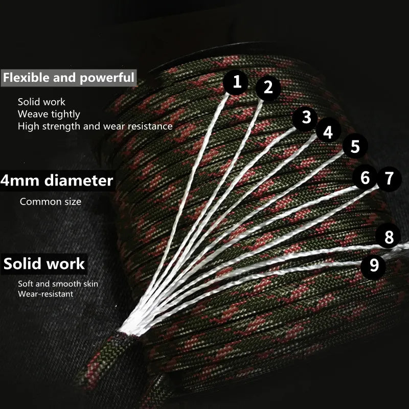 Paracord Rope 4 mm 650 lb 9-Strand