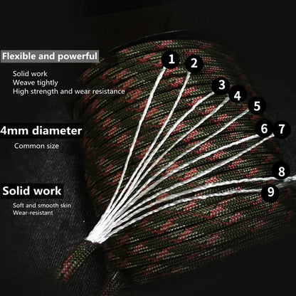 Paracord Rope 650 Lb Tensile 9-Strand