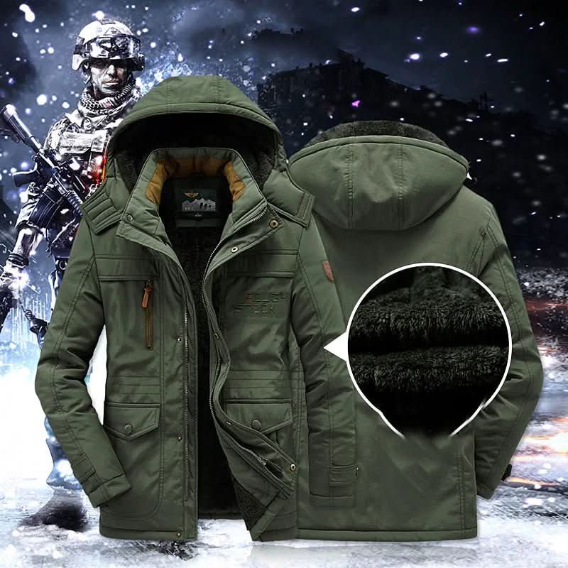 Parka Jacket Fleece-Lined Windproof Removable Hood