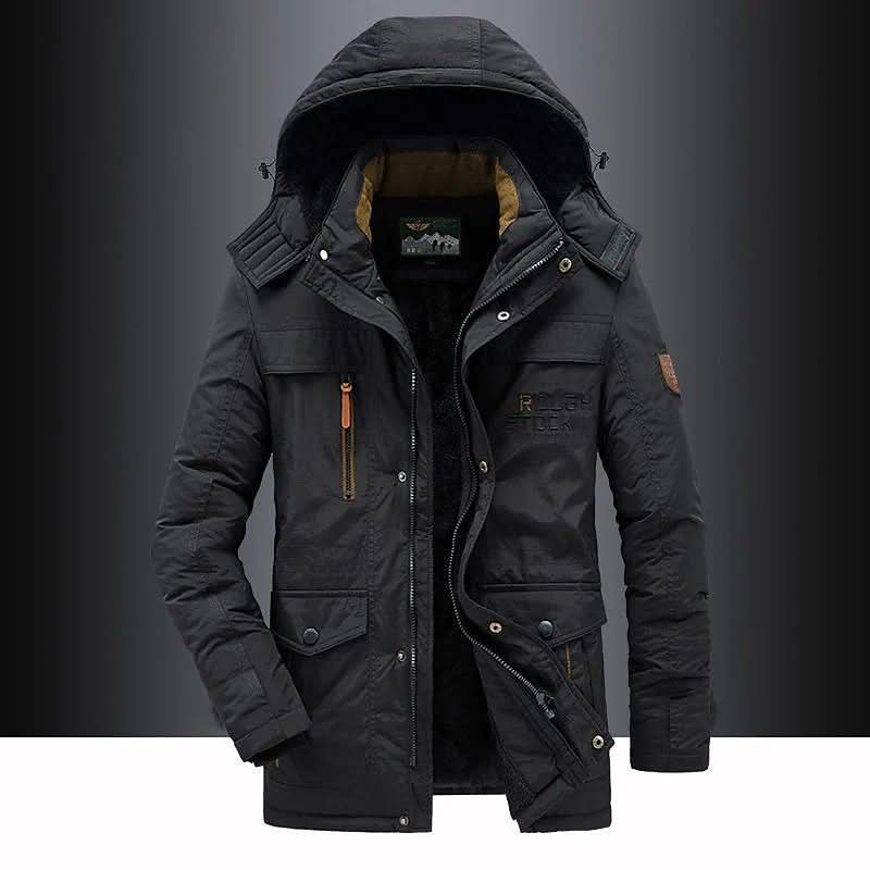 Parka Jacket Fleece-Lined Windproof Removable Hood