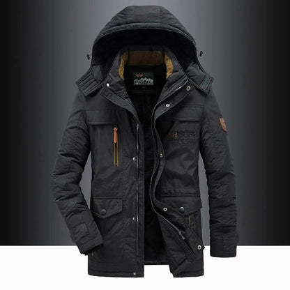 Parka Jacket Fleece-Lined Windproof Removable Hood