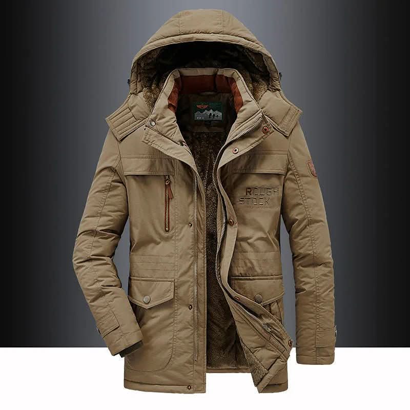 Parka Jacket Fleece-Lined Windproof Removable Hood