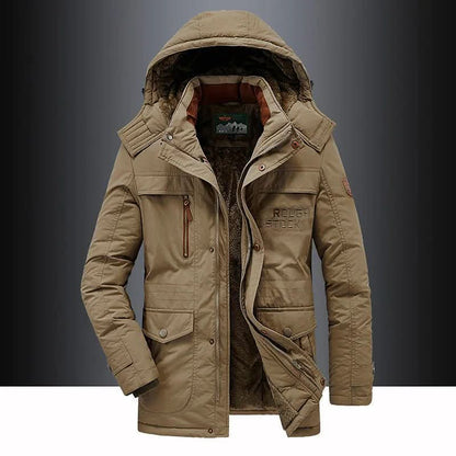 Parka Jacket Fleece-Lined Windproof Removable Hood