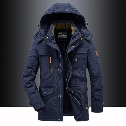 Parka Jacket Fleece-Lined Windproof Removable Hood