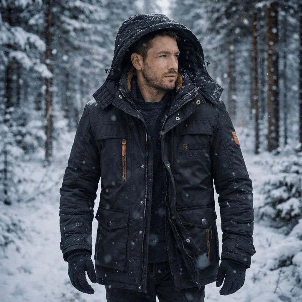Parka Jacket Fleece-Lined Windproof Removable Hood
