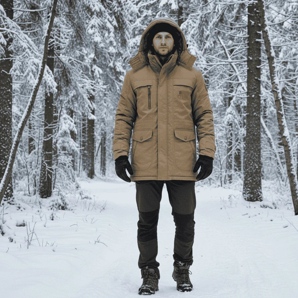 Parka Jacket Fleece-Lined Windproof Removable Hood