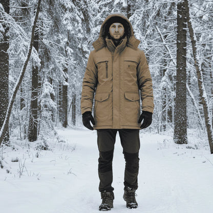 Parka Jacket Fleece-Lined Windproof Removable Hood
