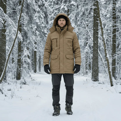 Parka Jacket Insulated Fleece-Lined Wind-Resistant Removable Fur-Trim Hood