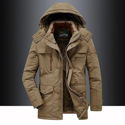 Parka Jacket Insulated Fleece-Lined Wind-Resistant Removable Fur-Trim Hood