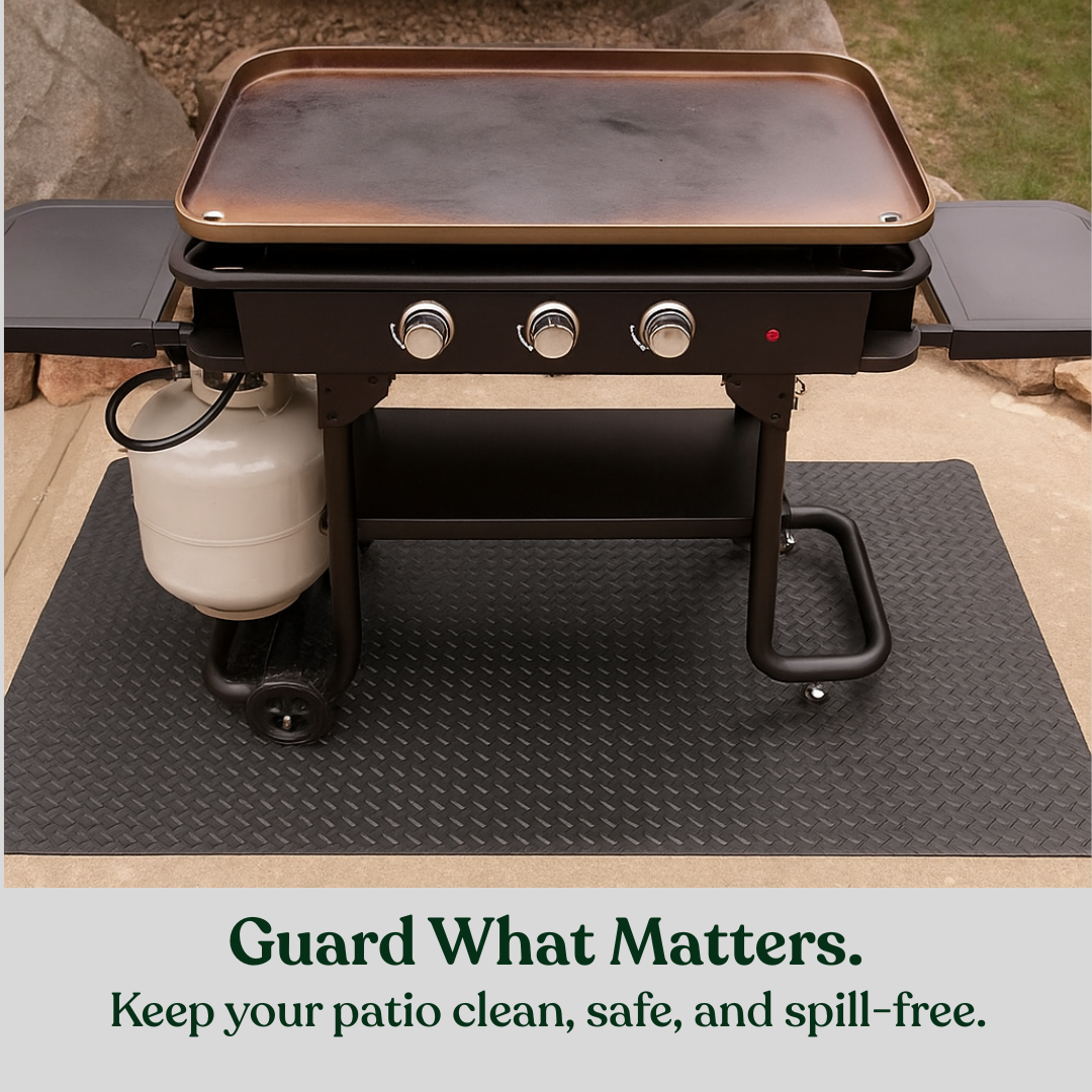 Patio Grill Mat Grease & Spark Protection Weighted Non-Slip