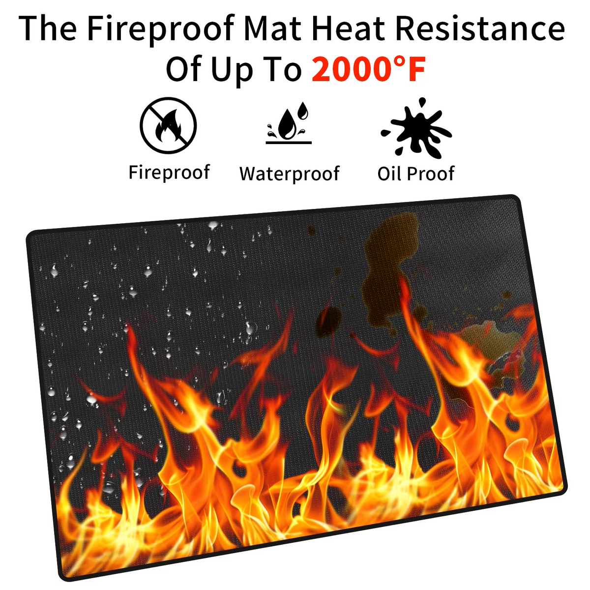Patio Grill Mat Grease & Spark Protection Weighted Non-Slip