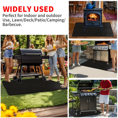 Patio Grill Mat Grease & Spark Protection Weighted Non-Slip