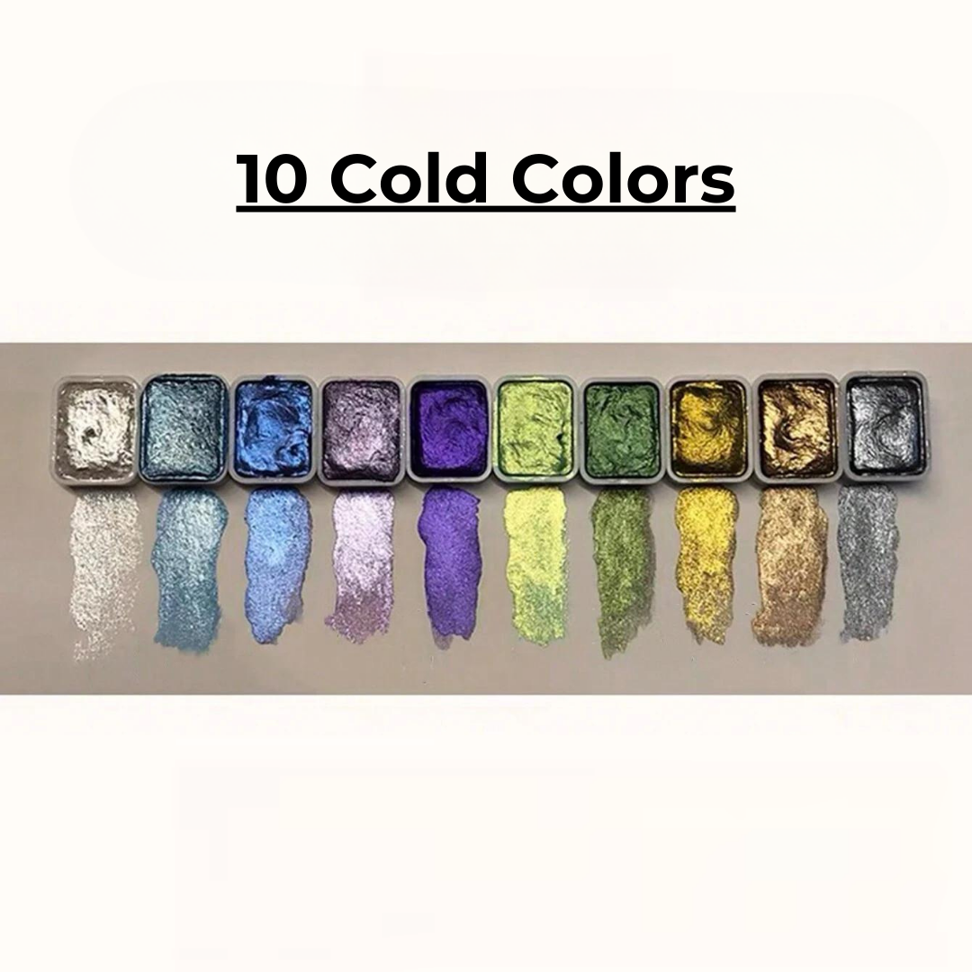 Pearlescent Pigment Set High-Gloss Shimmer 10 Colors & Mixing Palette