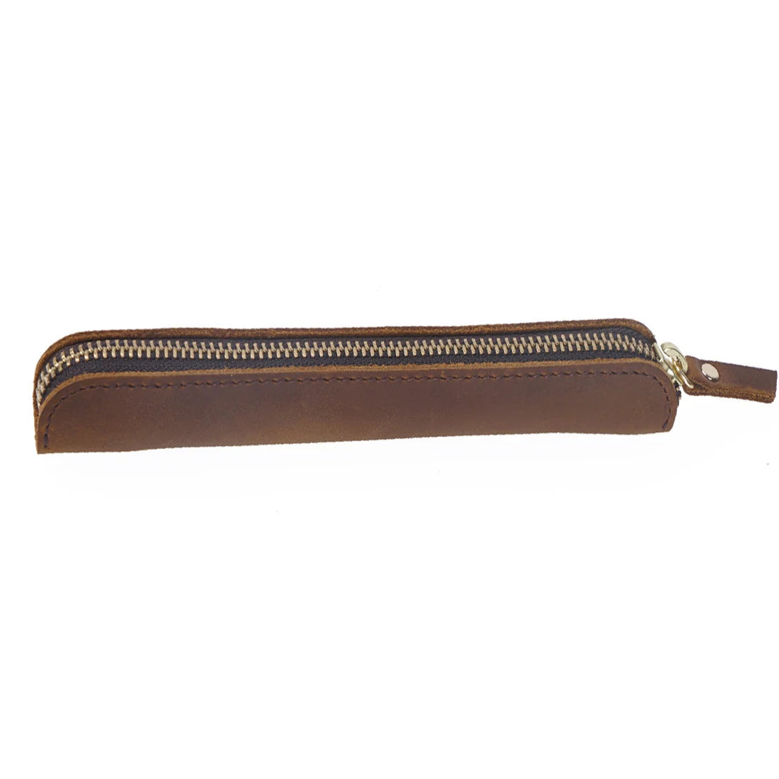 Pencil Case Leather Zipper Closure Compact Lightweight Design