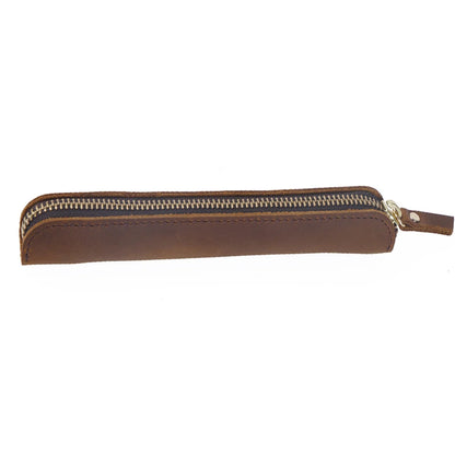 Pencil Case Leather Zipper Closure Compact Lightweight Design