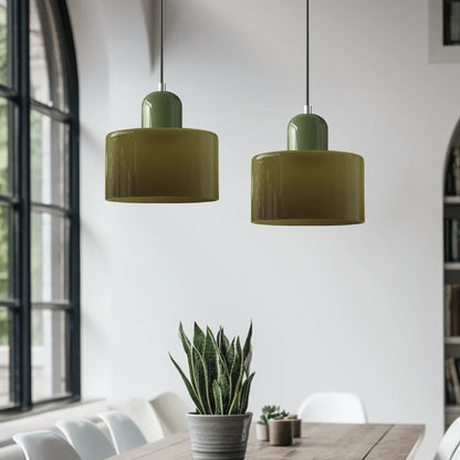 Pendant Light Bauhaus Geometric Tinted Glass Warm Glow