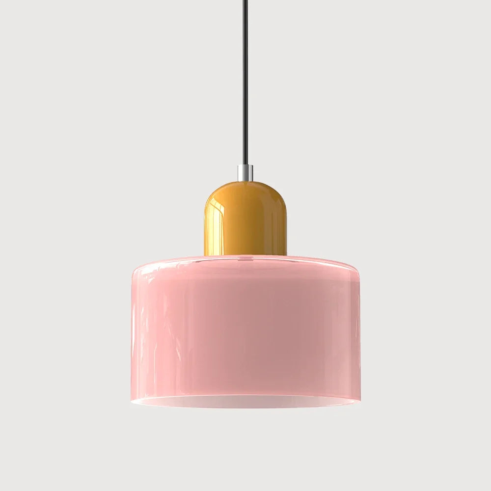 Pendant Light Bauhaus Geometric Tinted Glass Warm Glow