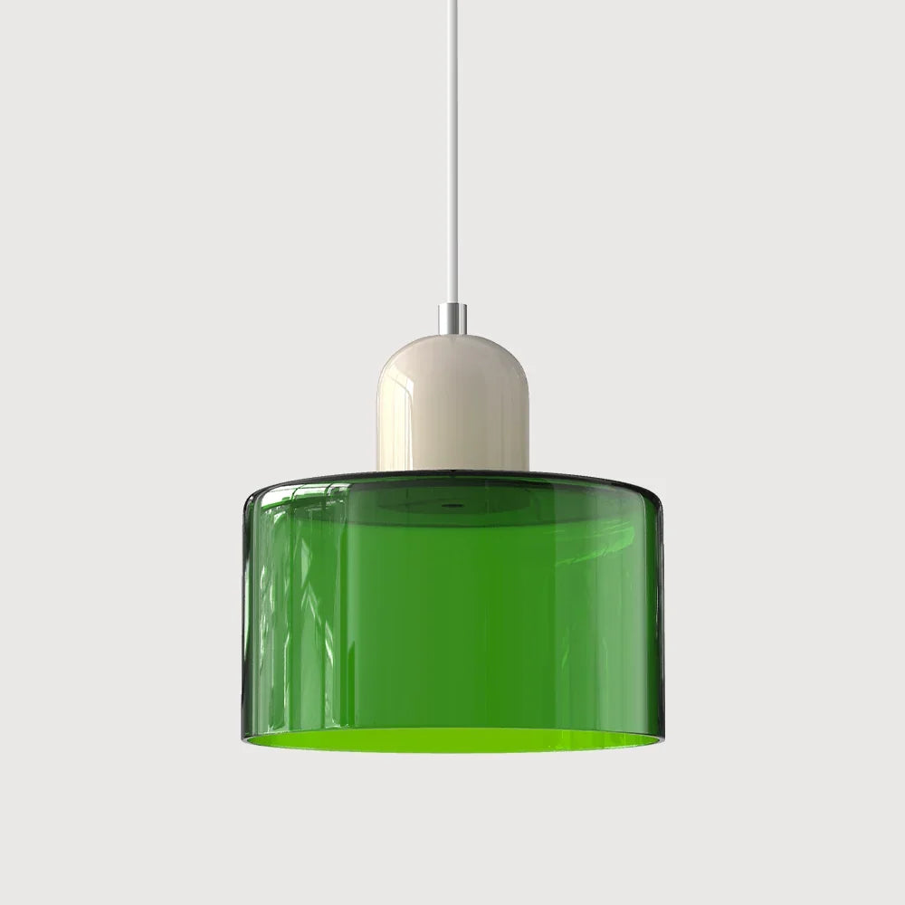 Pendant Light Bauhaus Geometric Tinted Glass Warm Glow