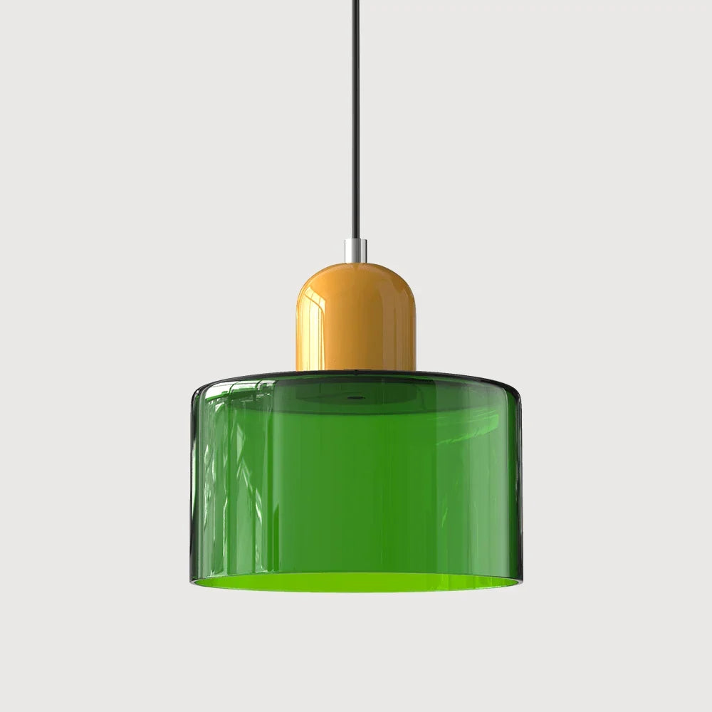 Pendant Light Bauhaus Geometric Tinted Glass Warm Glow