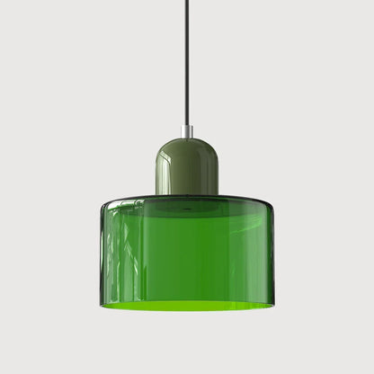 Pendant Light Bauhaus Geometric Tinted Glass Warm Glow