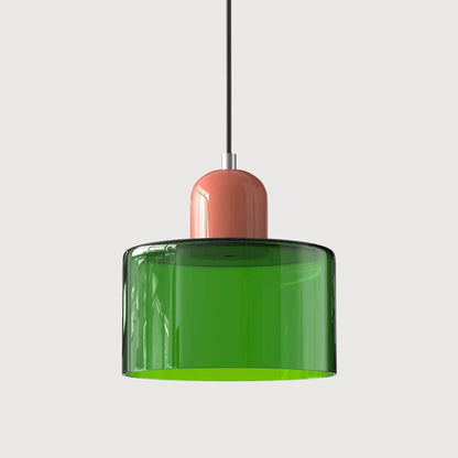Pendant Light Bauhaus Geometric Tinted Glass Warm Glow