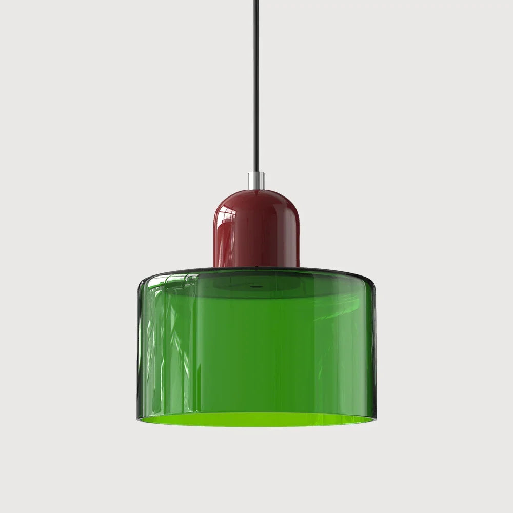 Pendant Light Bauhaus Geometric Tinted Glass Warm Glow