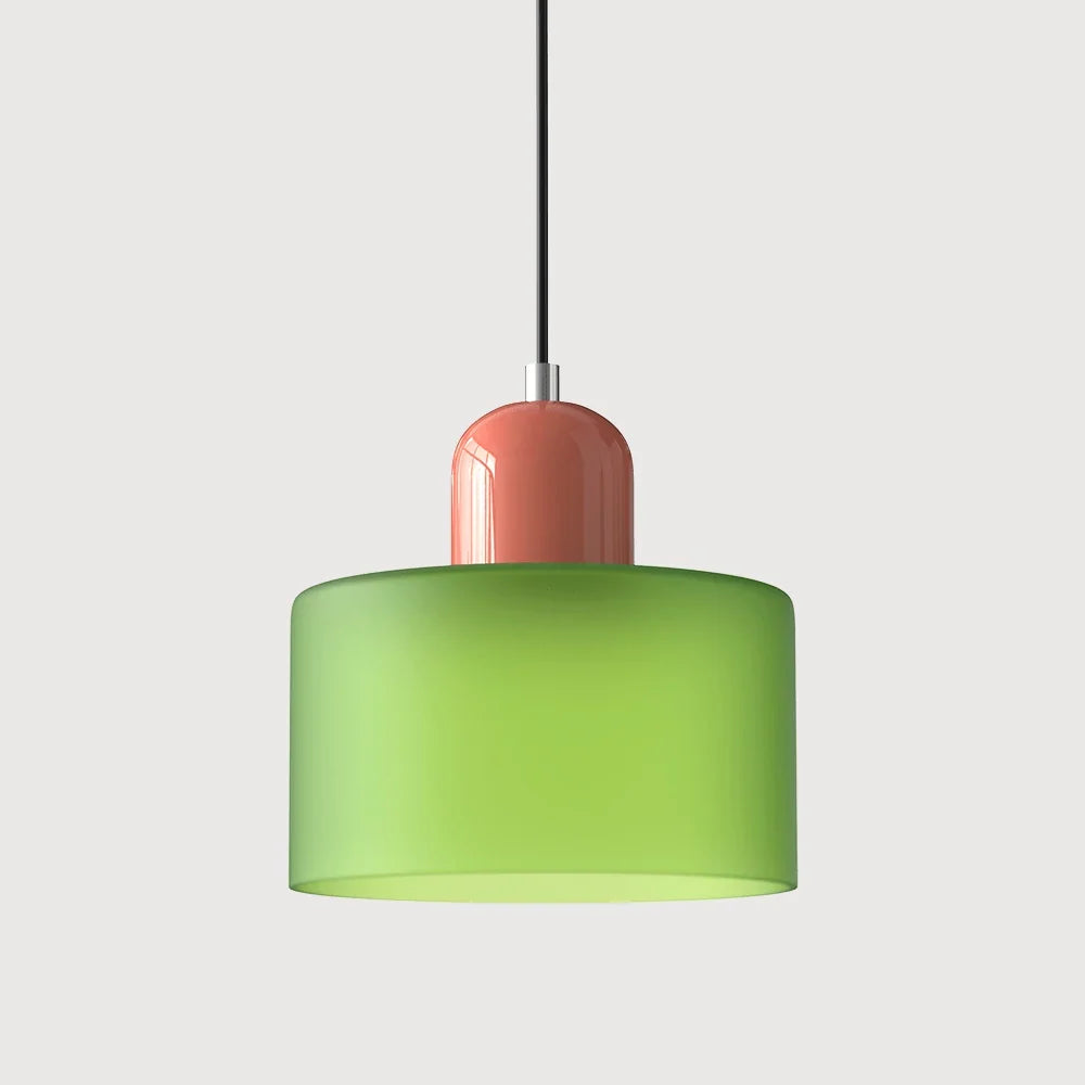 Pendant Light Bauhaus Geometric Tinted Glass Warm Glow