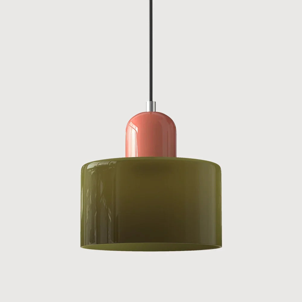 Pendant Light Bauhaus Geometric Tinted Glass Warm Glow