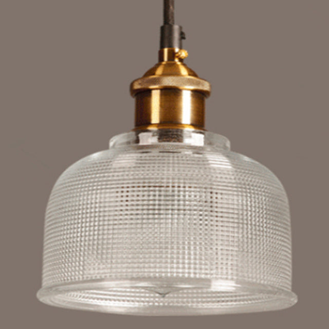 Pendant Light Colored Glass Shade & Iron Frame Adjustable Height