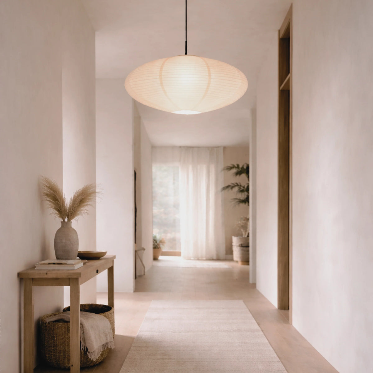 Pendant Light Cotton Paper Shade Adjustable Height