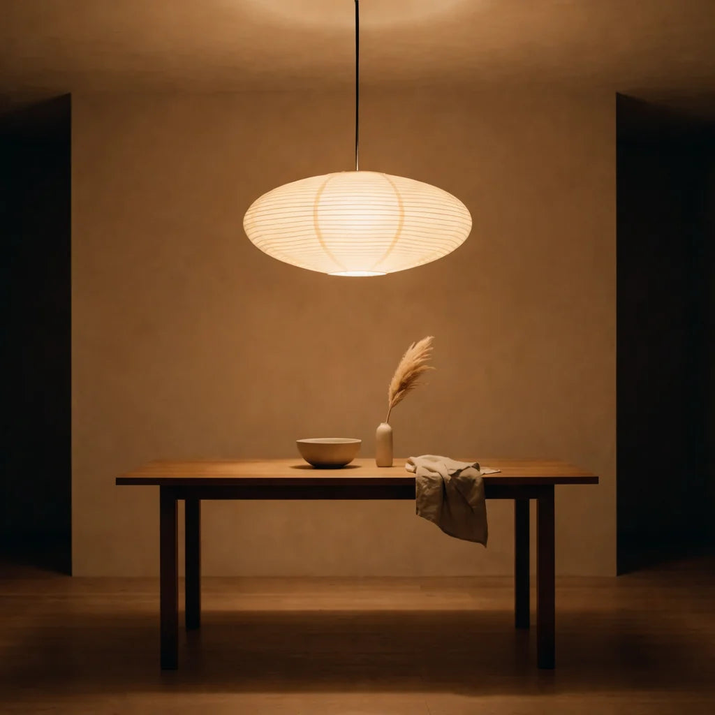Pendant Light Cotton Paper Shade Adjustable Height