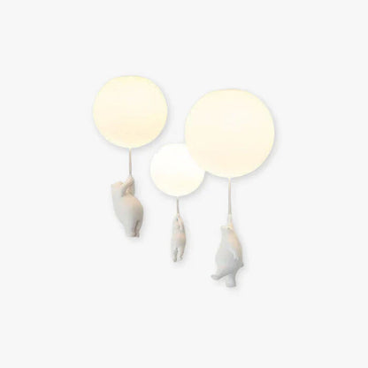 Pendant Light Frosted Glass Resin Bear Integrated LED