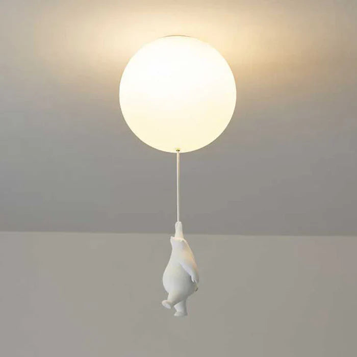 Pendant Light Frosted Glass Resin Bear Integrated LED