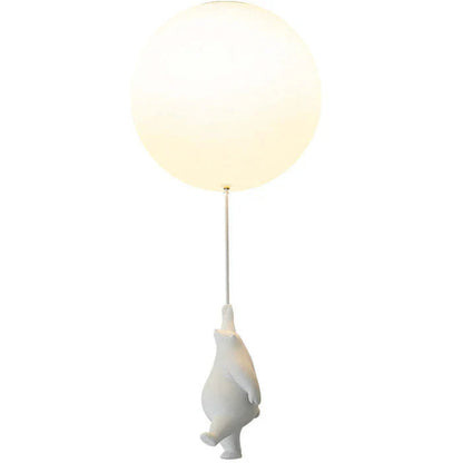 Pendant Light Frosted Glass Resin Bear Integrated LED
