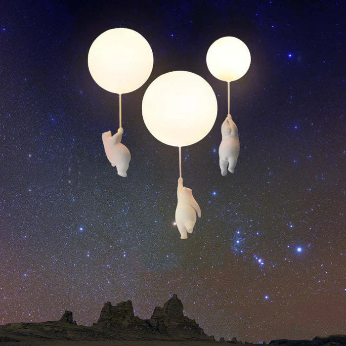 Pendant Light Frosted Glass Resin Bear Integrated LED