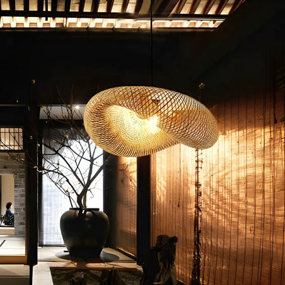 Pendant Light Handwoven Bamboo Warm Ambient 50cm