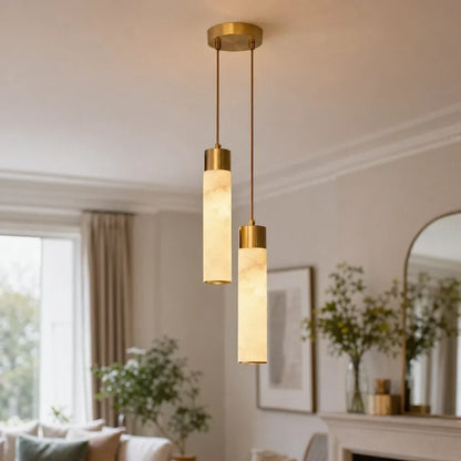 Pendant Light Natural Alabaster Dimmable LED Adjustable Height