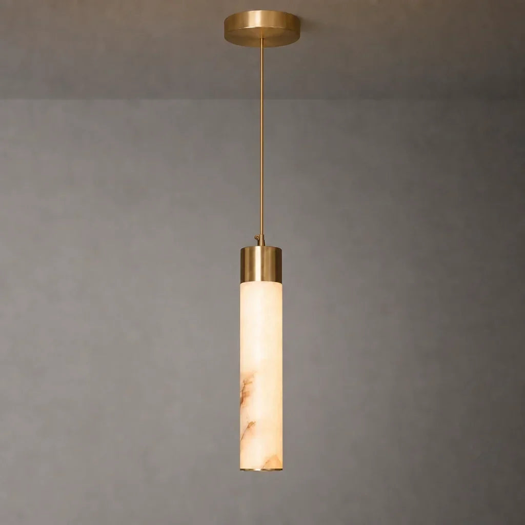 Pendant Light Natural Alabaster Dimmable LED Adjustable Height