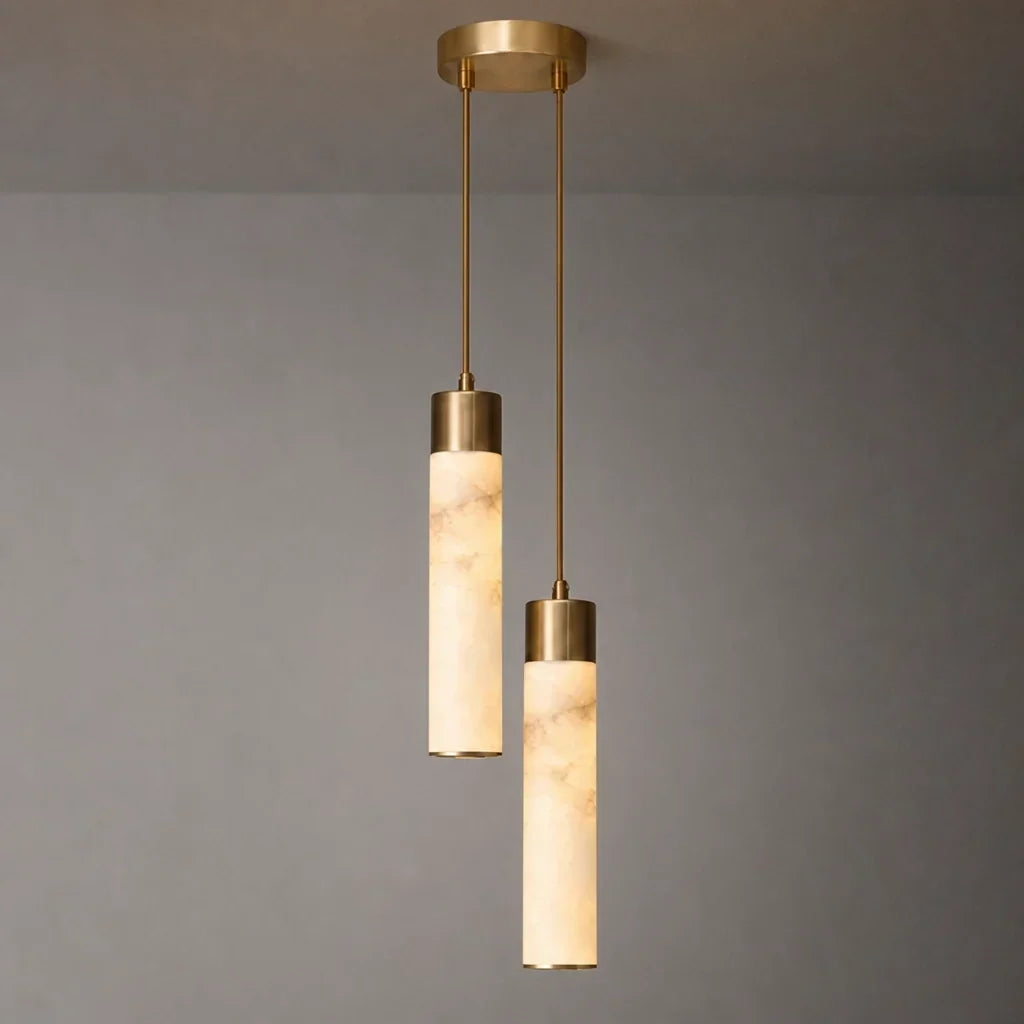 Pendant Light Natural Alabaster Dimmable LED Adjustable Height