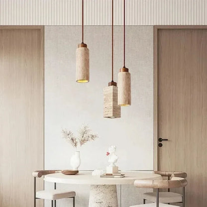 Pendant Light Natural Stone Texture Adjustable Cord Wood Mount