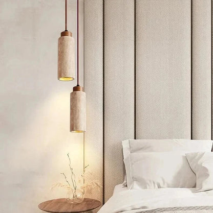 Pendant Light Natural Stone Texture Adjustable Cord Wood Mount