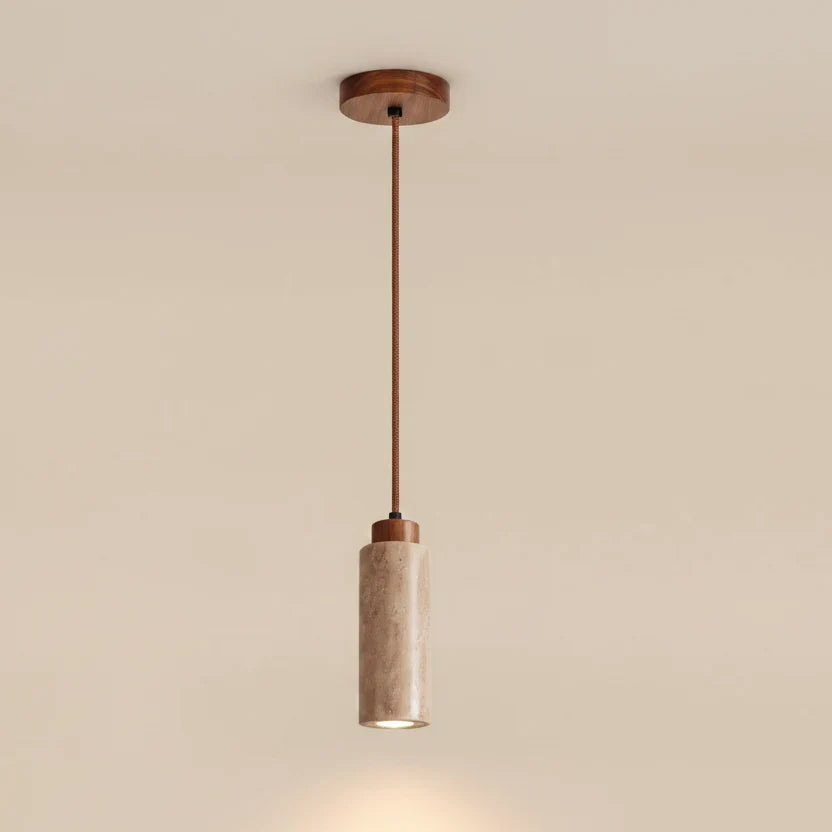 Pendant Light Natural Stone Texture Adjustable Cord Wood Mount