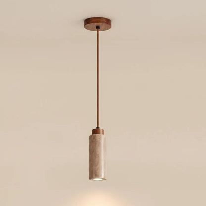 Pendant Light Natural Stone Texture Adjustable Cord Wood Mount